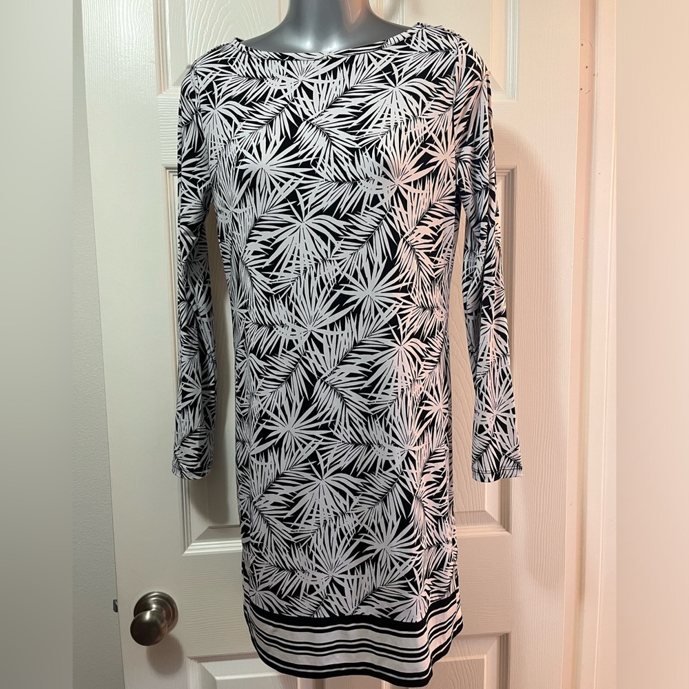 MICHAEL KORS bamboo print long sleeve mini dress size small